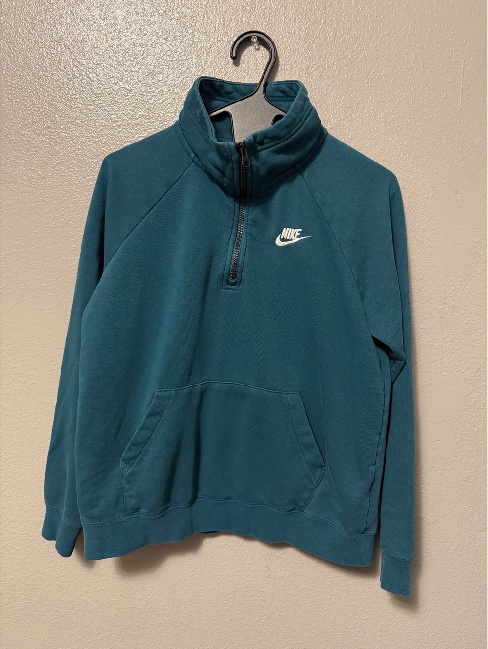 Nike Teal Blue Quarter Zip Pullover Sweatshirt Size S - Picture 2 of 11